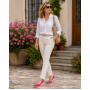 Pantofi dama roz din piele naturala intoarsa cu talpa tip pana de 7 cm P50ROZAV
